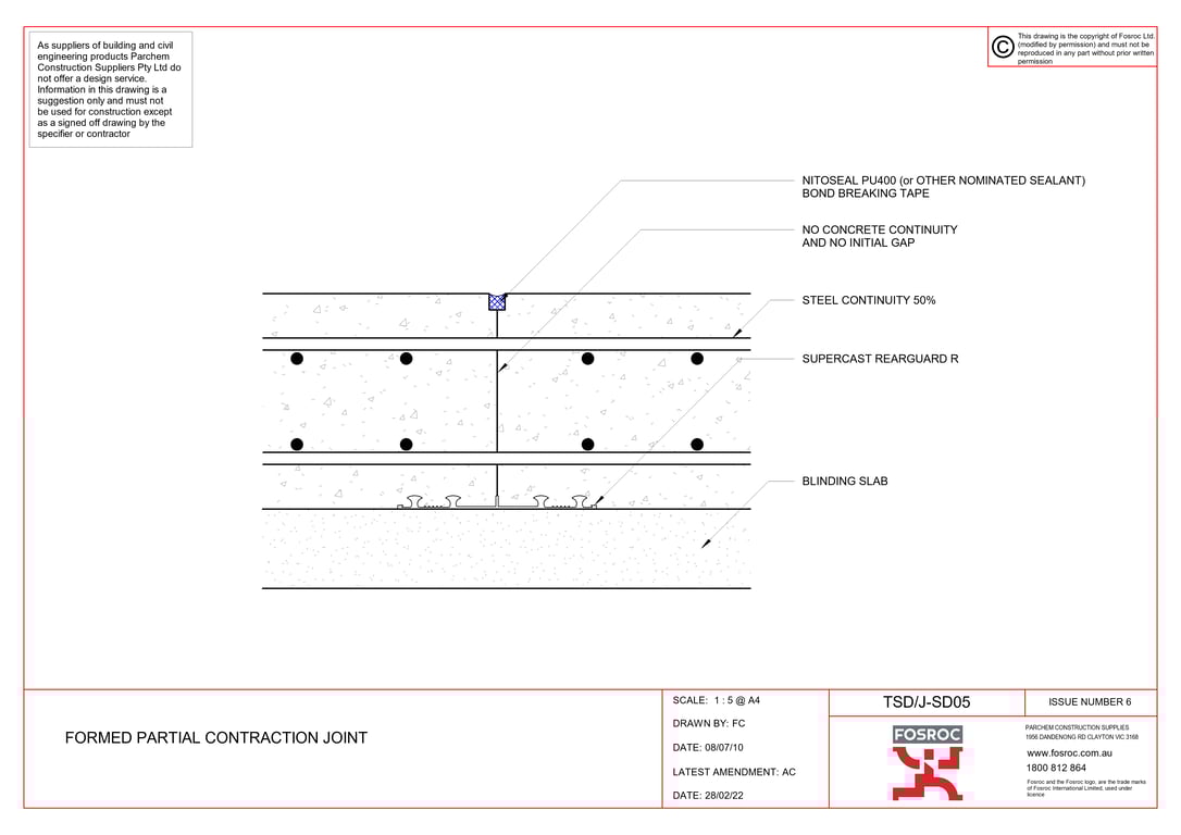 TSDJSD05 FORMED PARTIAL CONTRACTION JOINT